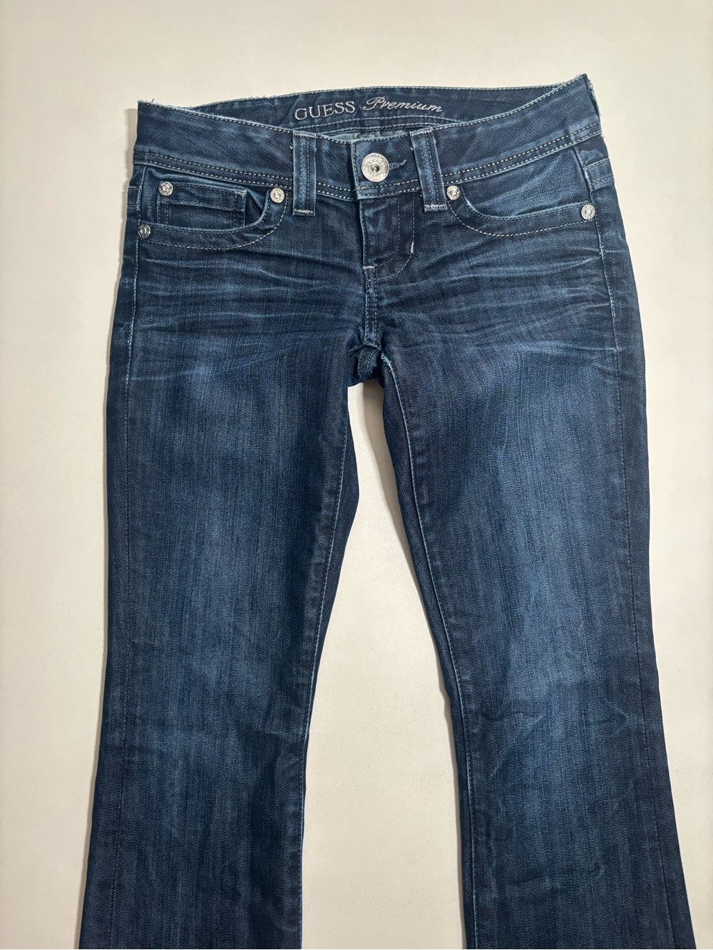 Guess premium Y2K Dark Blue Flare Jeans for Women size 25 grunge - Picture 7 of 13